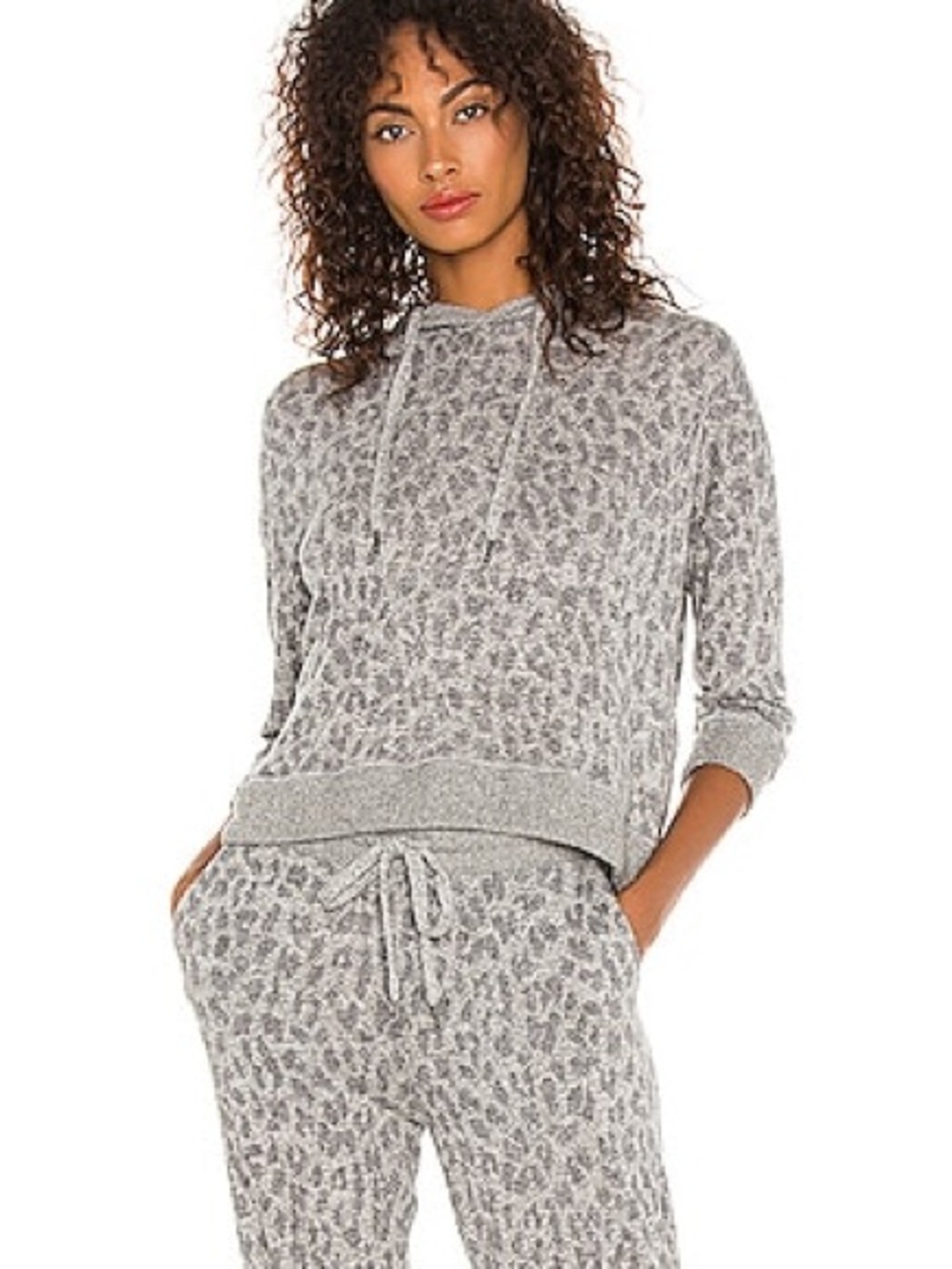 Rails Murray Melange Grey Leopard-Print Hoodie Pullover